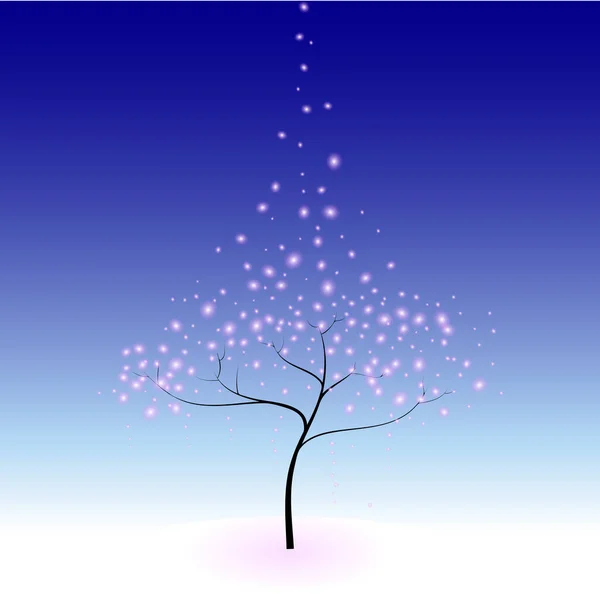 Árvore Azul Brilho Místico —  Vetores de Stock