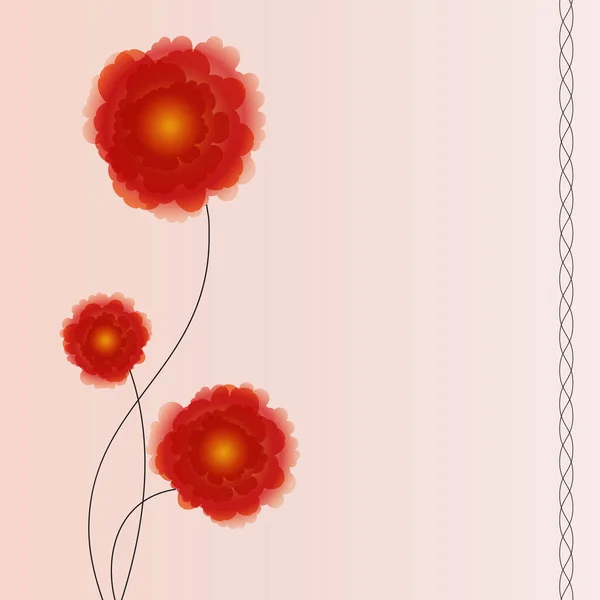 Plantilla Negocio Cubierta Con Flores Semitransparentes Rojas Ilustración Vectorial — Archivo Imágenes Vectoriales