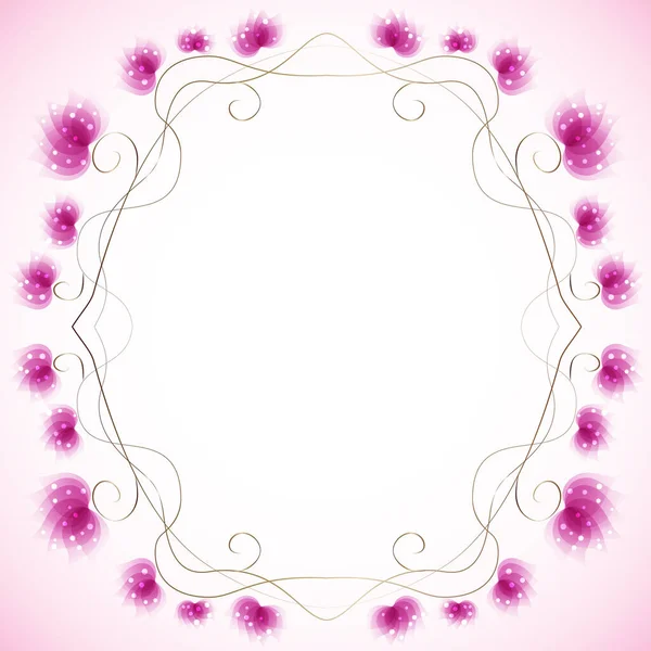 Elegant Frame Pink Semitransparent Flowers Vector Illustration — Stock Vector
