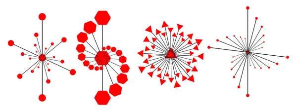 Zestaw Abstrakcyjnych Szablonów Czerwonymi Figurami Geometrycznymi Dla Projektu Ilustracja Wektorowa — Wektor stockowy