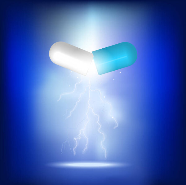 Lightning from medicinal capsules -   vector illustration 