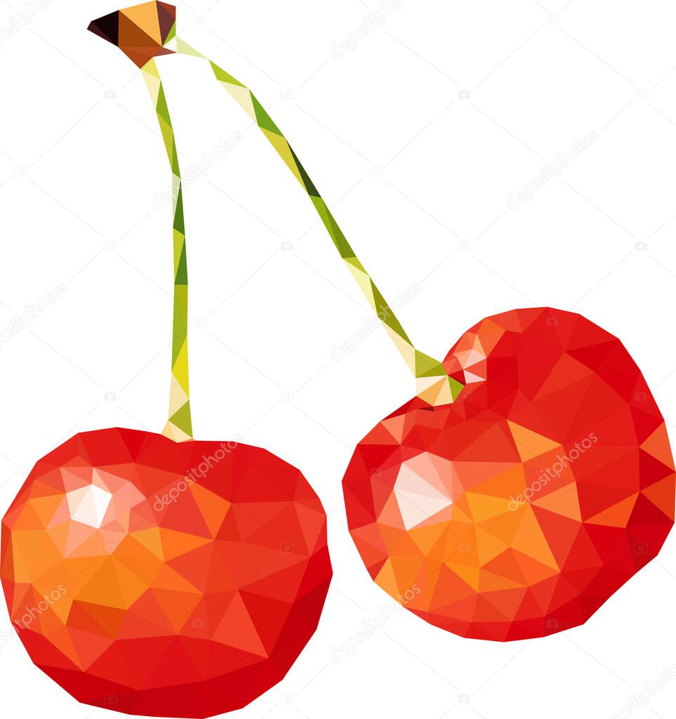 Polygonal vector  red cherry