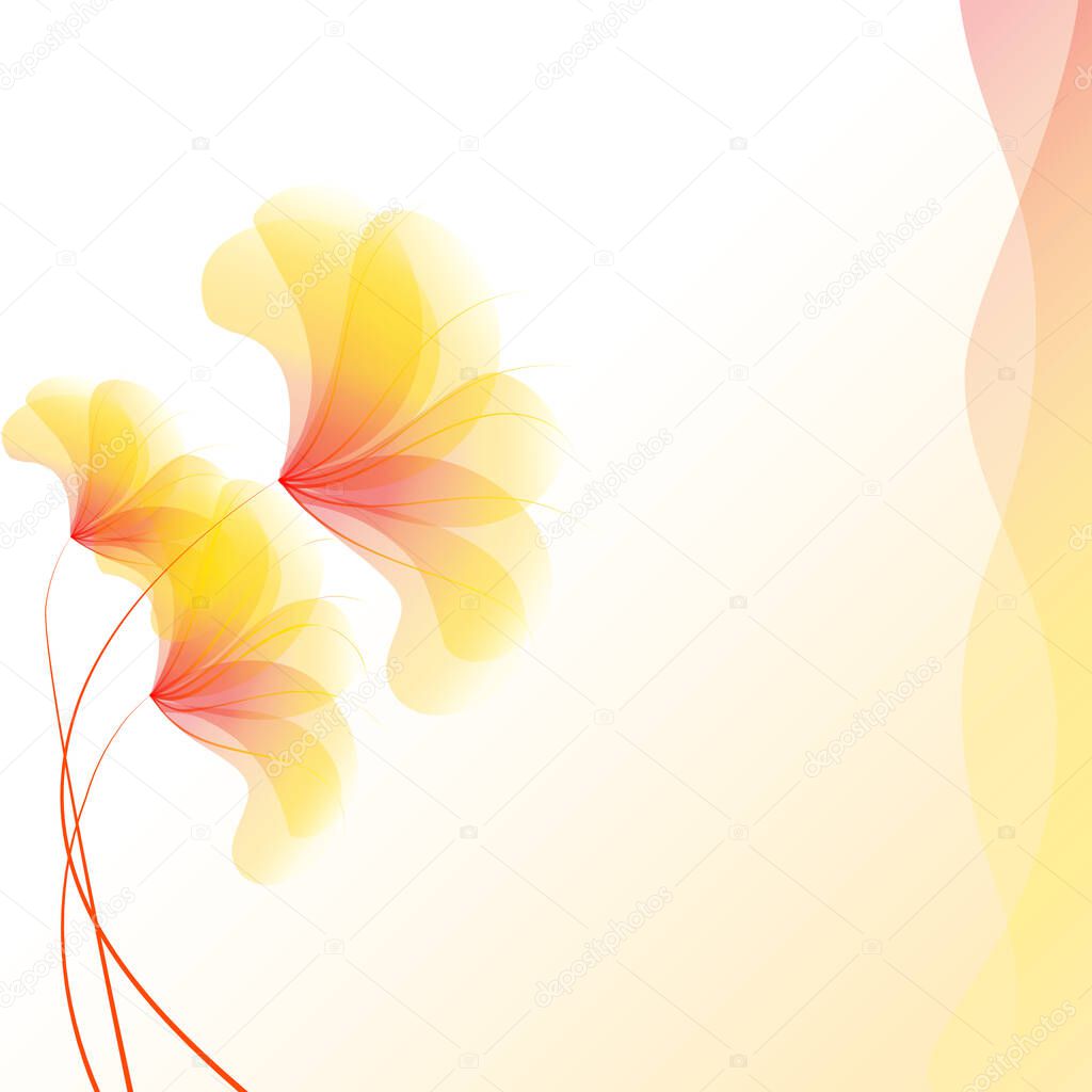 Business  template or cover with yellow semitransparent flowers - vector illustration 
