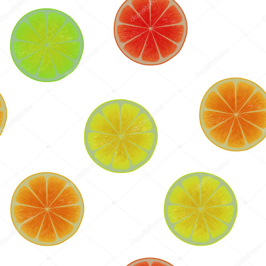 Seamless  pattern with  citrus fruit - vector illustration