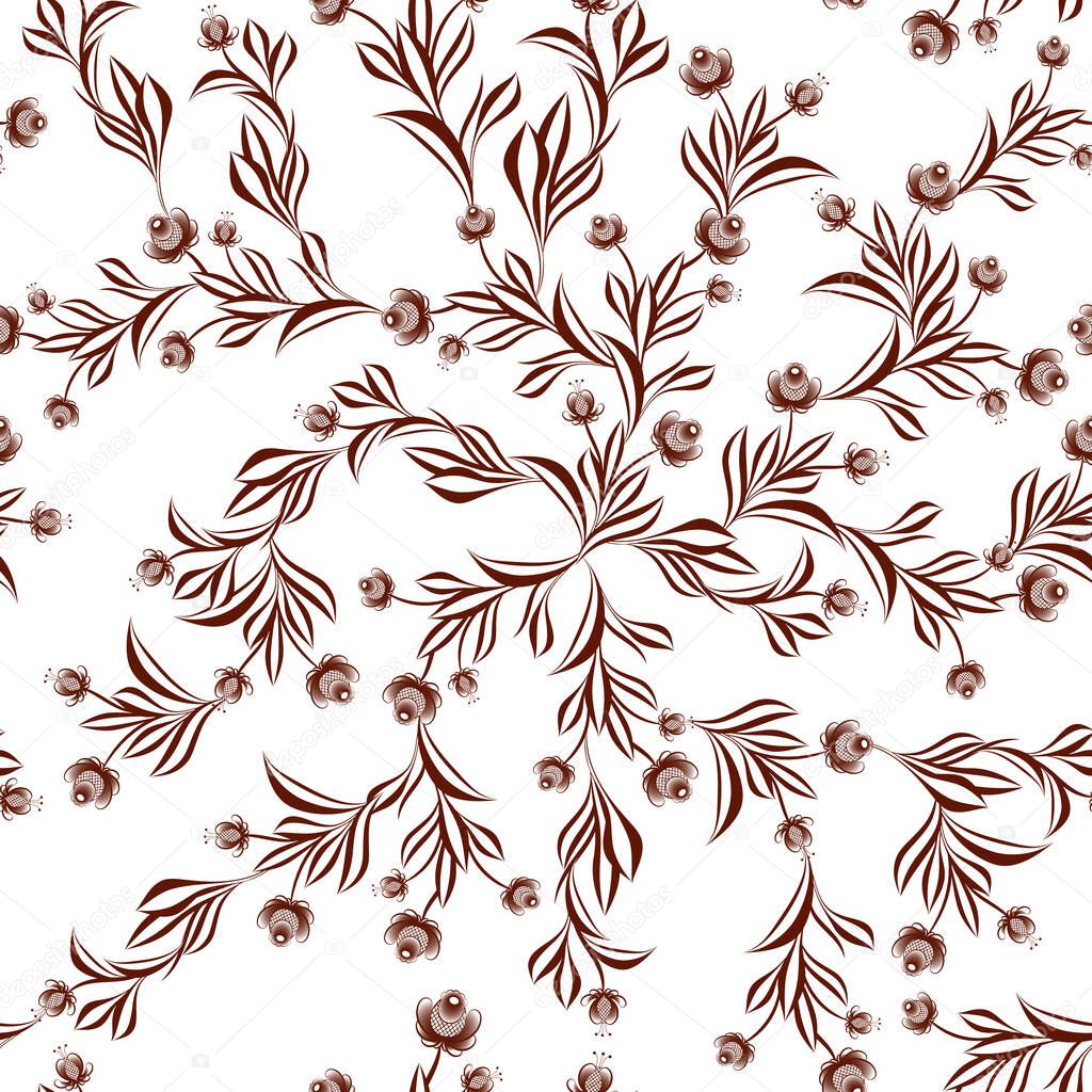Seamless folk floral pattern   - vector illustration