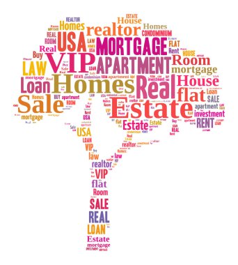Gayrimenkul Anahtar Kelimeleri Etiket Bulutu - vektör illüstrasyonu