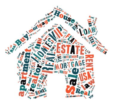 Gayrimenkul Anahtar Kelimeleri Etiket Bulutu - vektör illüstrasyonu