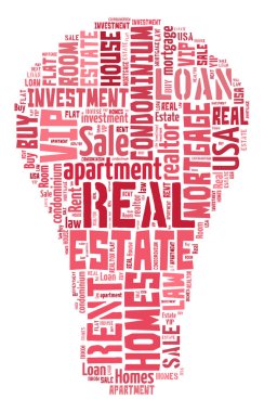 Gayrimenkul Anahtar Kelimeleri Etiket Bulutu - vektör illüstrasyonu