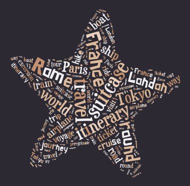 Seyahat Anahtar Kelimeleri Etiket Bulutu - vektör illüstrasyonu