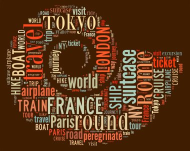 Seyahat Anahtar Kelimeleri Etiket Bulutu - vektör illüstrasyonu
