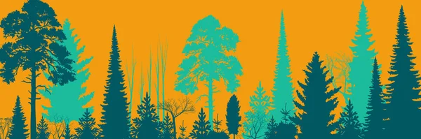 Fondo Forestal Ancho Ilustración Vectorial — Vector de stock