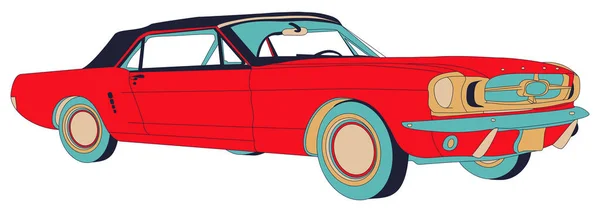 Red Retro Car Ilustración Vectorial — Vector de stock