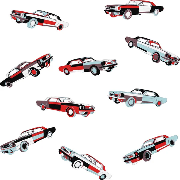 Sömlös Retro Car Bakgrund Vektor Illustration — Stock vektor