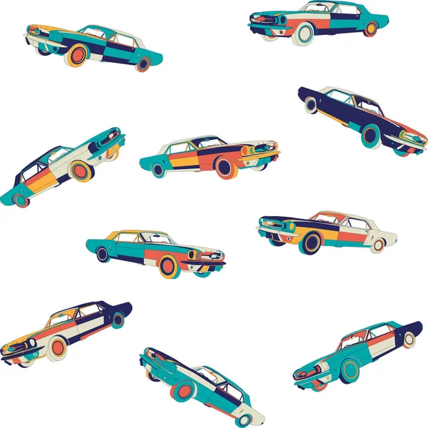 Seamless Retro Car Background Εικονογράφηση Φορέα — Διανυσματικό Αρχείο