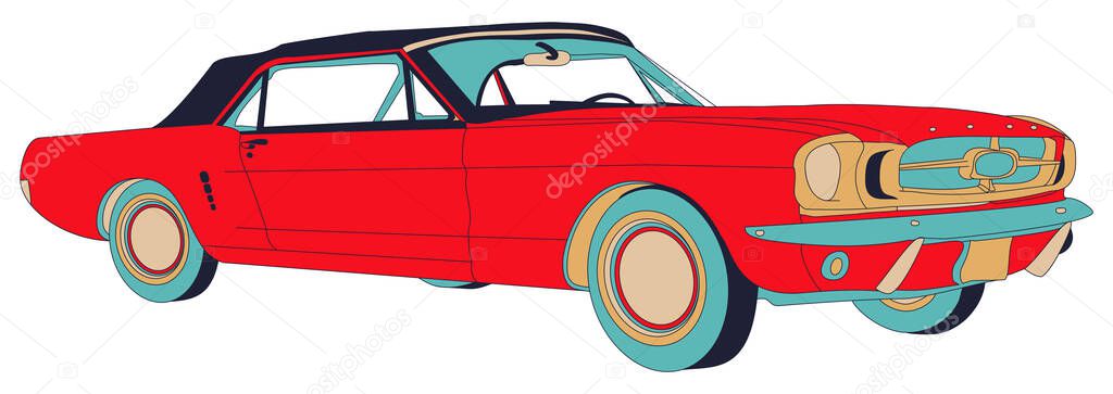 Red Retro Car - vector illustration