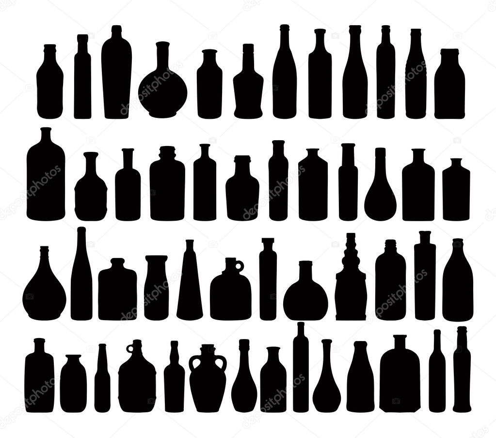 Silhouettes of bottles - vector set