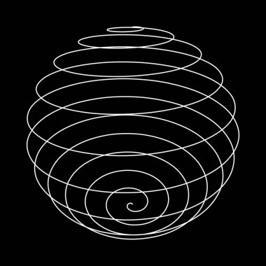 Siyah vektör illüstrasyonunda dizayn projesi için spiral top 
