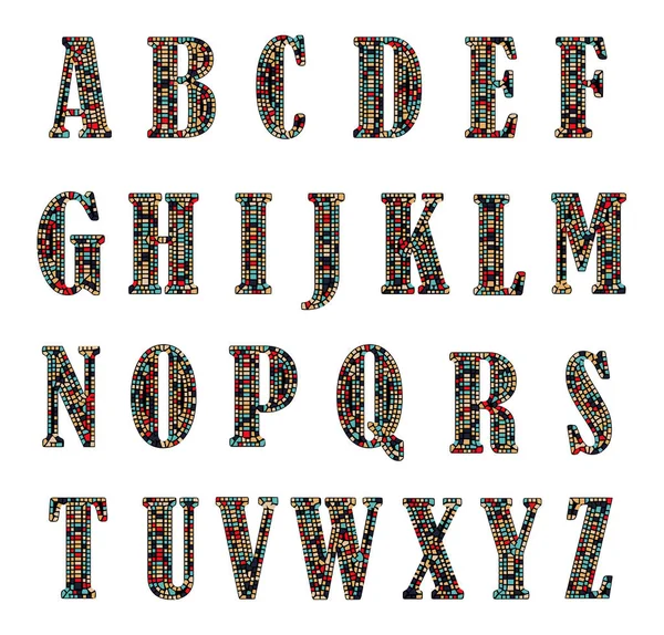 Mosaic English Alphabet Vector Illustration — Stock Vector