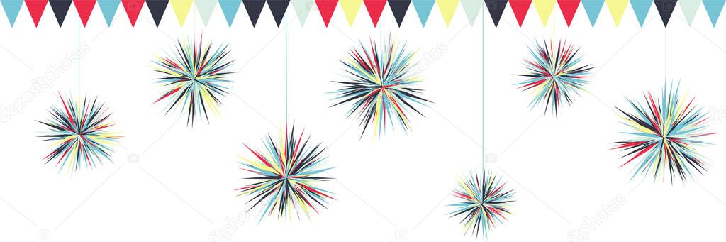 Repeating  pattern with prickly festive pompons   - vector illustration 