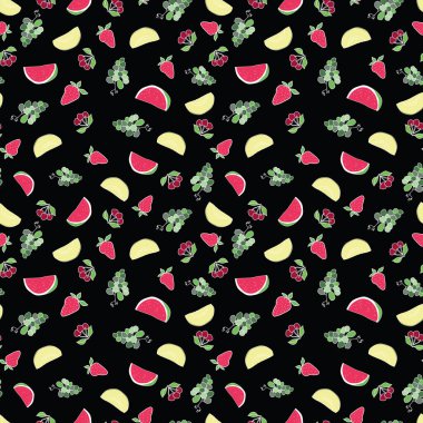 Vektör Kara Yaz meyve karalama arkaplan deseni