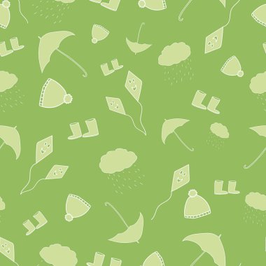 Vektör Yeşil Mevsimler hava durumu karalama arkaplan deseni