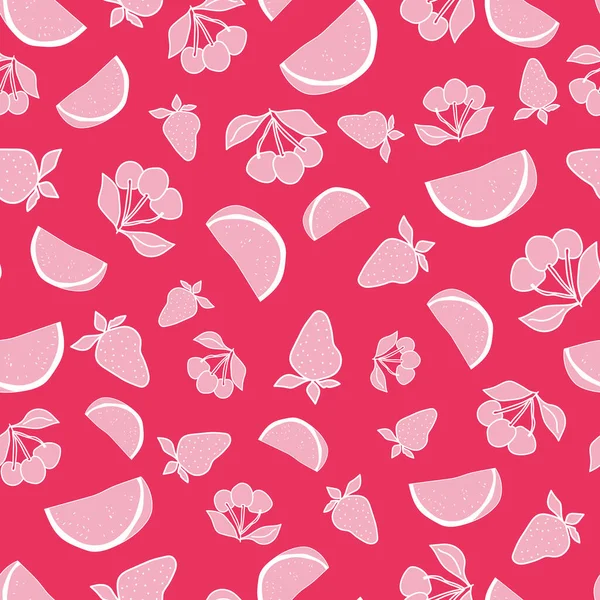 Vecteur Rouge clair Fruits d'été motif de fond doodle — Image vectorielle
