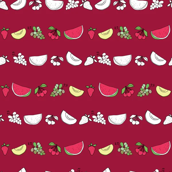 Vecteur linéaire fruits d'été motif de fond doodle — Image vectorielle