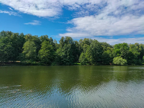 Landscape View Beautiful Wood Pond Kuzminki Park Moscow Russia — Stock Photo, Image