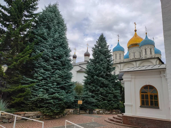 View Cathedral Transfiguration Intercession Church Novospassky Monastery Moscow — Stock Photo, Image