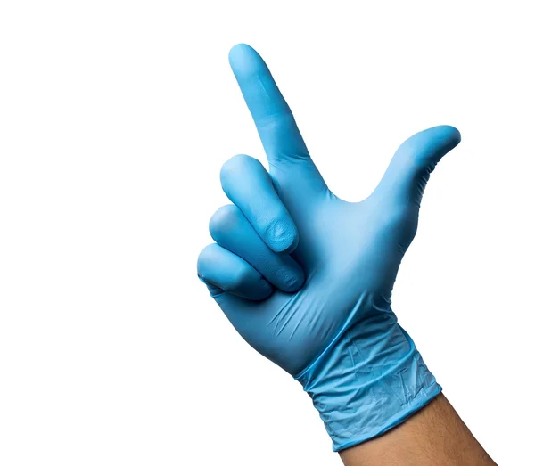 Doktor üzerine beyaz izole bir el hareketi vererek — Stok fotoğraf
