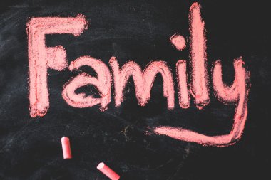 el yazısıyla yazılmış bir yazı tahtası Beyaz tebeşir ile aile.
