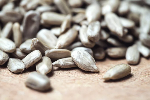 Sunflower Seeds on Wood Boards Closeup.Selective Focus — Stock Photo, Image