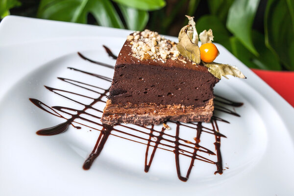 Delicious Chocolate Brownie on the plate