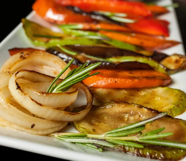 Grilled vegetables on a white plate background — Stock Photo, Image
