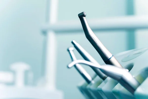 Different dental instruments and tools in a dentists office — Stock Photo, Image