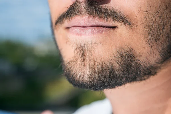 Mens barba curta e lábios fechar — Fotografia de Stock