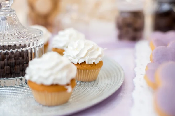 Colorful Wedding Candy Table with different goodies on display. — Stock Photo, Image