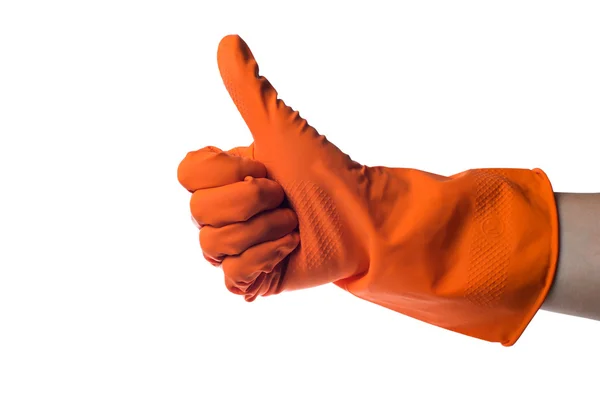 One hand in rubber glove isolated on white background — Stock Photo, Image