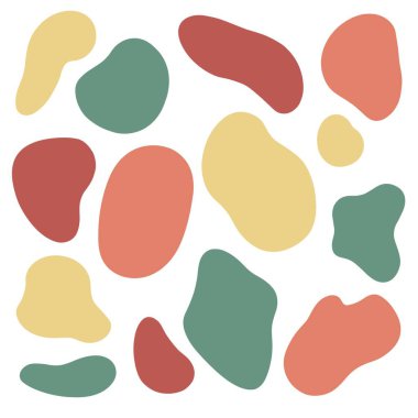 Renkli vektör şekilleri. Beyaz bir arka planda izole vektör noktaları. Çocukların iç mekanlarını tasarlamak ve dekore etmek için kullanılır. Boho tarzı, pastel renkler