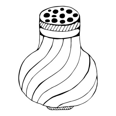 Tuz mu karabiber mi? Beyaz arka planda izole edilmiş tuzluk. Basit vektör çizimi, siyah çizim.