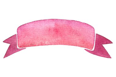 Bir yazı için suluboya pembe kurdele tırman. Kızlar için el yapımı klasik kurdele. Sevimli çocuksu tasarım, beyaz arkaplan üzerinde nesne.