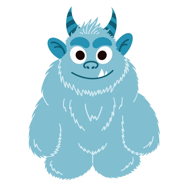 Personagem Desenhos Animados Yeti Imagem Vetorial Monstro Azul Isolado Fundo — Vetor de Stock