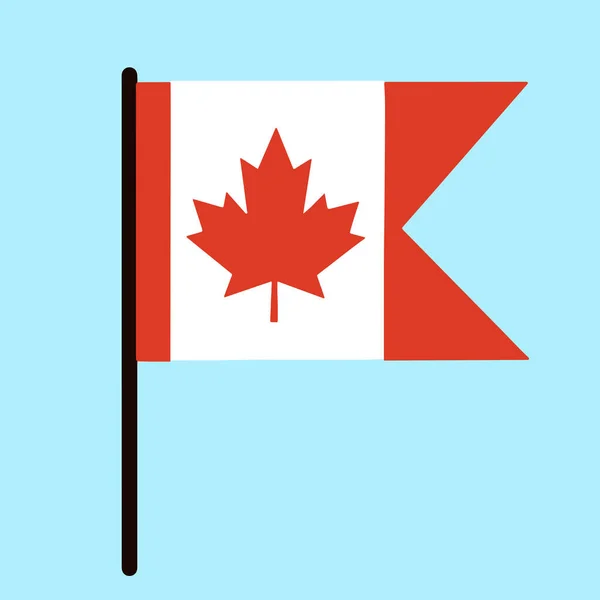 Vlag Van Canada Staat Spandoek Een Stok Landteken Symbool Rode — Stockvector