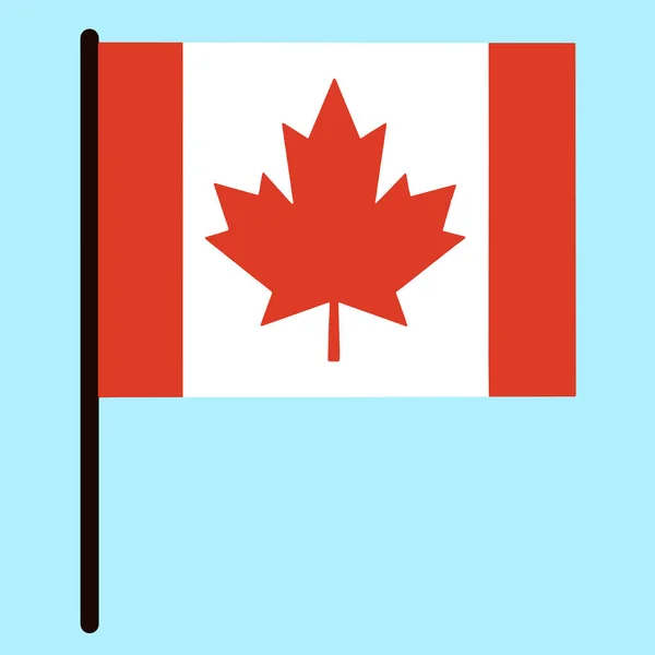 Bandera Rectangular Canadá Estándar Estatal Palo Señal Campo Hoja Arce — Vector de stock