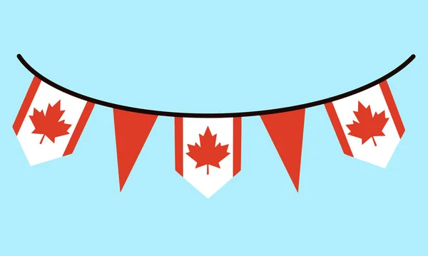 Vlag Van Canada Bloemenslinger Met Een Rood Esdoornblad Het Touw — Stockvector
