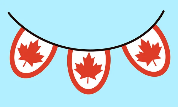 Flagge Von Kanada Girlanden Mit Einem Roten Ahornblatt Einem Seil — Stockvektor