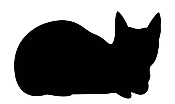 Schwarzes Katzenvektorsymbol Das Haustier Lügt Silhouette Eines Tieres Vereinzelte Illustration — Stockvektor