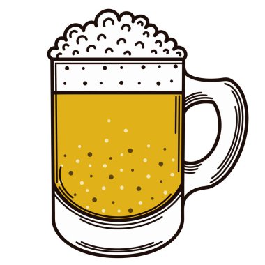 Mug of beer. Vector icon. Isolated illustration on a white background. Cold wheat drink. Alcohol in a glass. Hop drink. Beverage porter. Oktoberfest symbol. Flat cartoon style.