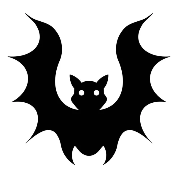 Bat Vector Icon Isolated Illustration White Black Silhouette Nocturnal Predator — Stock Vector