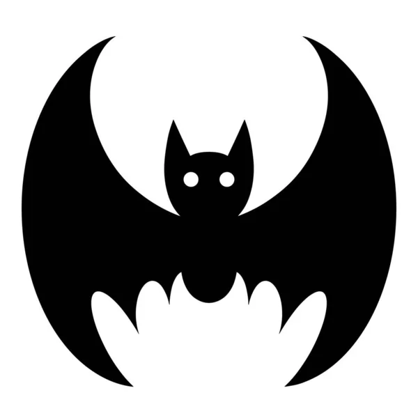 Bat Vector Icon Isolated Illustration White Background Black Silhouette Nocturnal — Archivo Imágenes Vectoriales